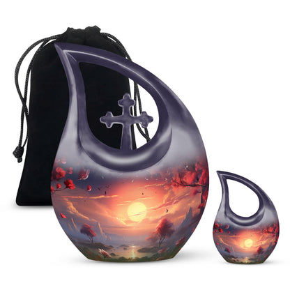 Cross Drop Sunset Whispers Among Urn