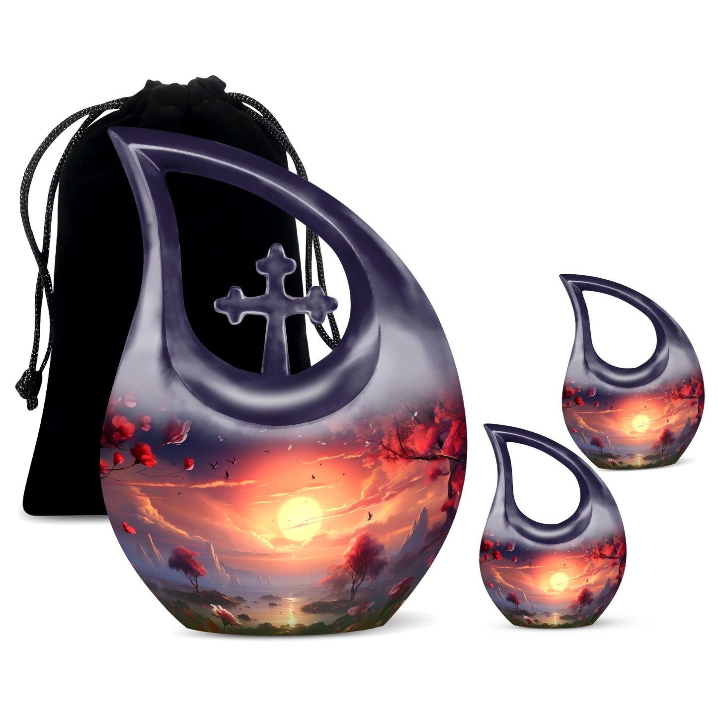 Cross Drop Sunset Whispers Among Urn