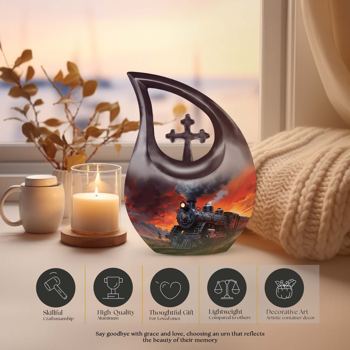 Fiery Sunset Express Urn