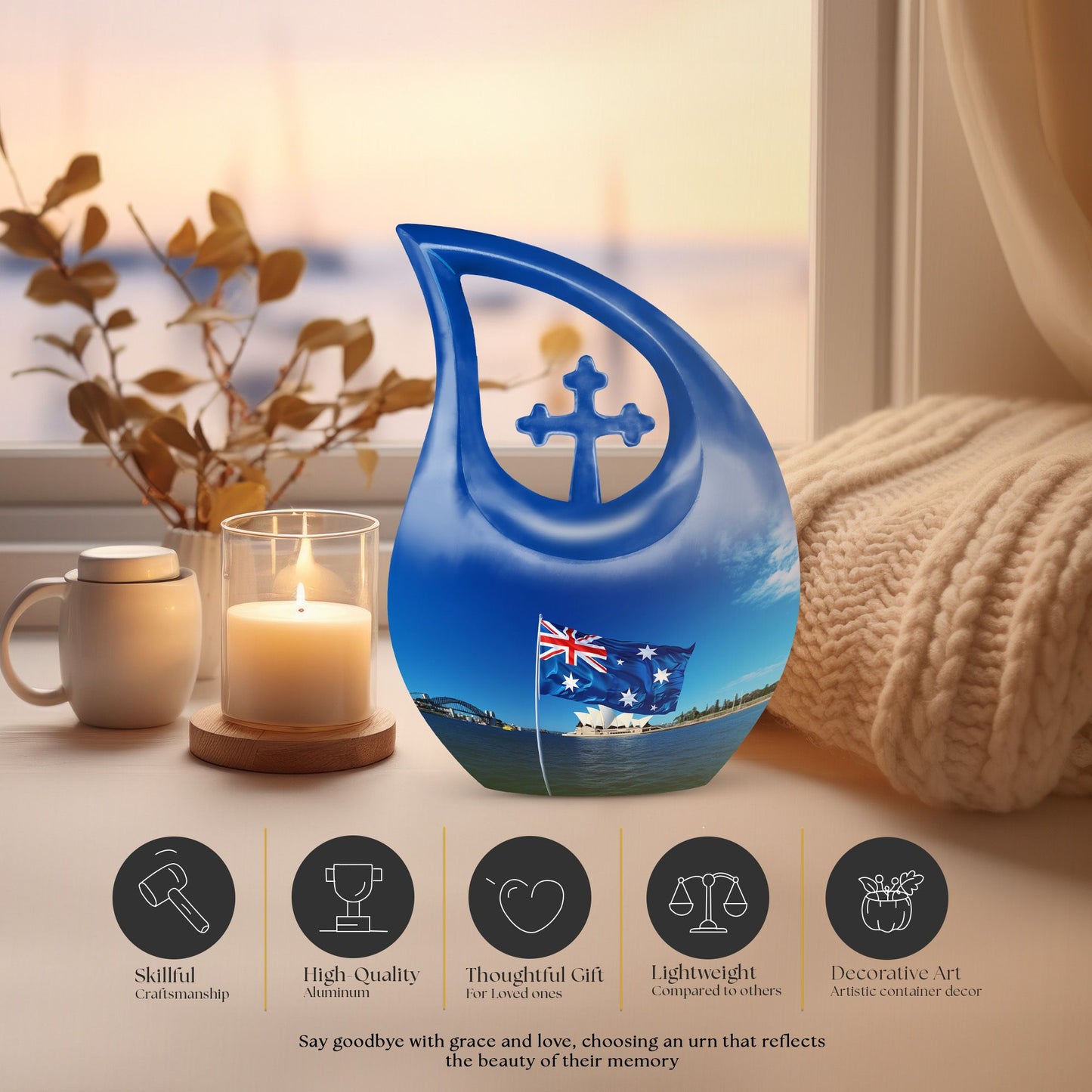 Large 10-Inch Australian Flag urn