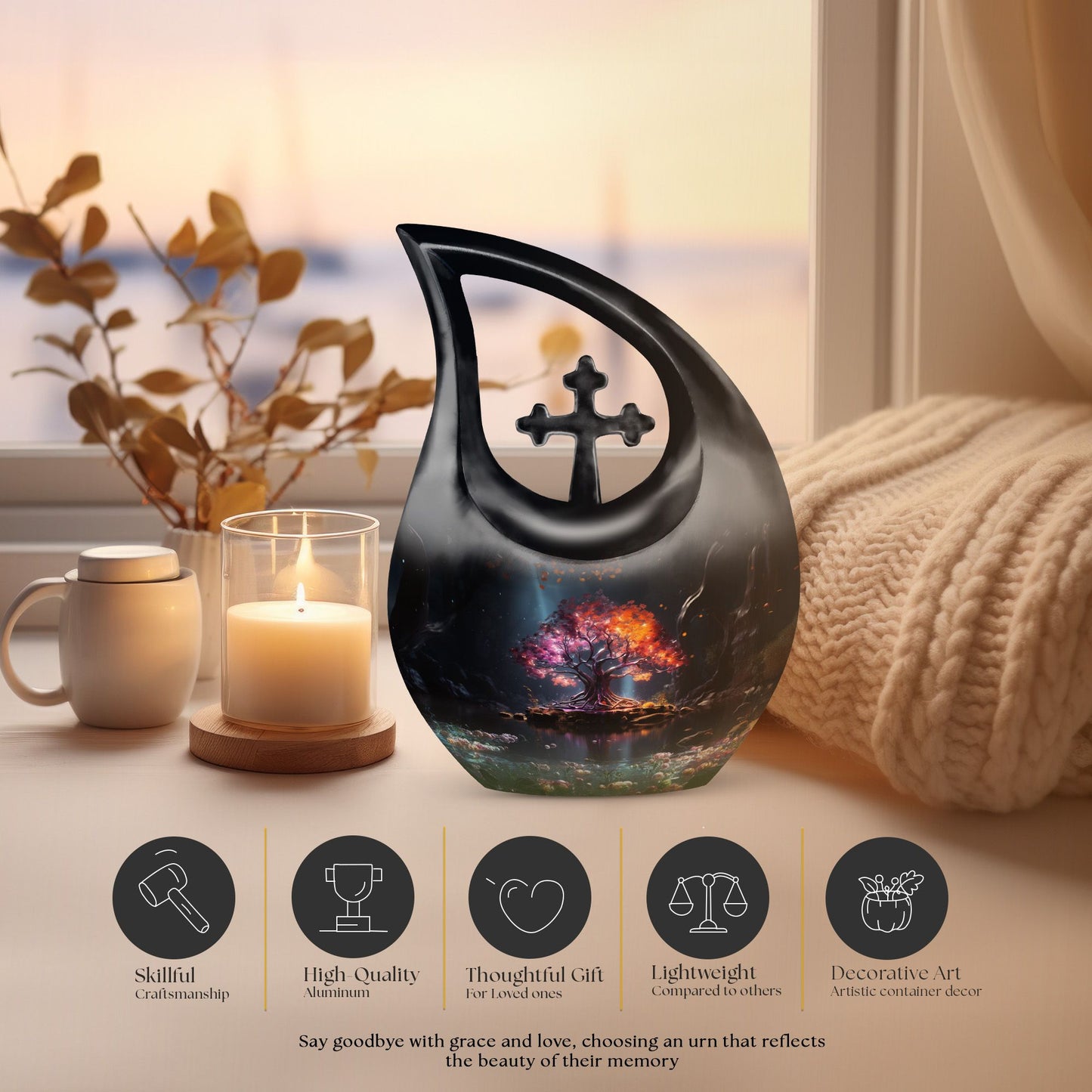 Enchanted Twilight Cross Drop urn