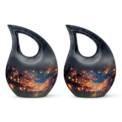 Aluminium Lanterns Aglow In Urn