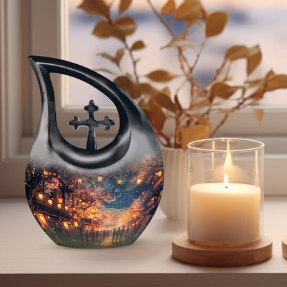 Aluminium Lanterns Aglow In Urn