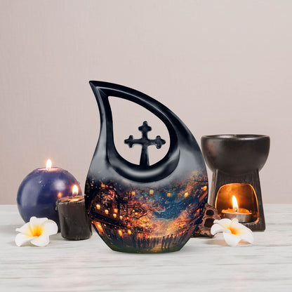 Aluminium Lanterns Aglow In Urn