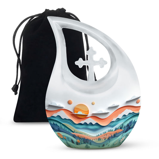 Paper Waves Serene Urn.