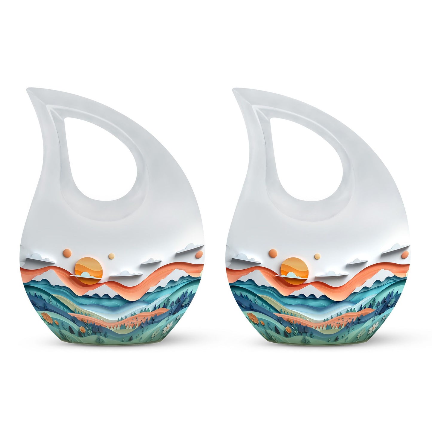 Paper Waves Serene Urn.