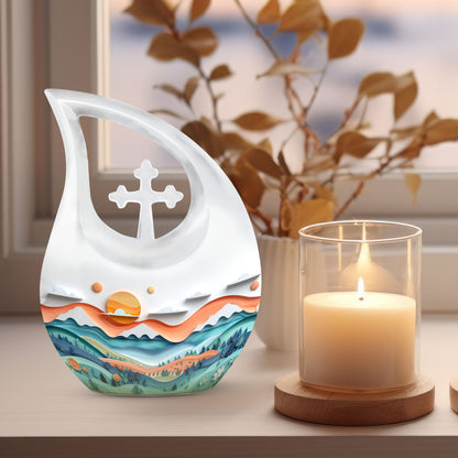 Paper Waves Serene Urn.