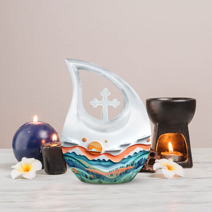 Paper Waves Serene Urn.