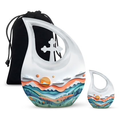 Paper Waves Serene Urn.