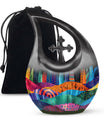 Vibrant Textile Landscape 10 Inch Aluminium Urn