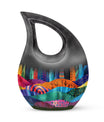 Vibrant Textile Landscape 10 Inch Aluminium Urn