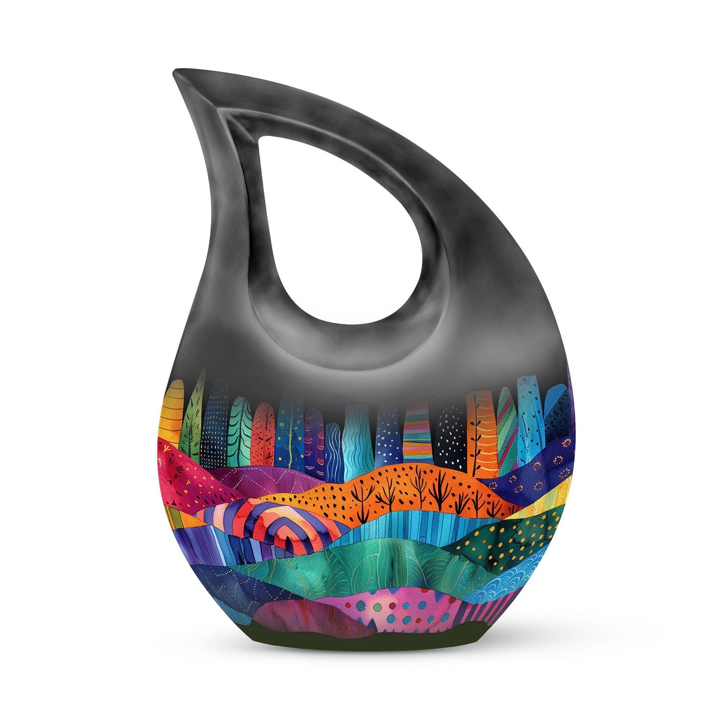 Vibrant Textile Landscape 10 Inch Aluminium Urn