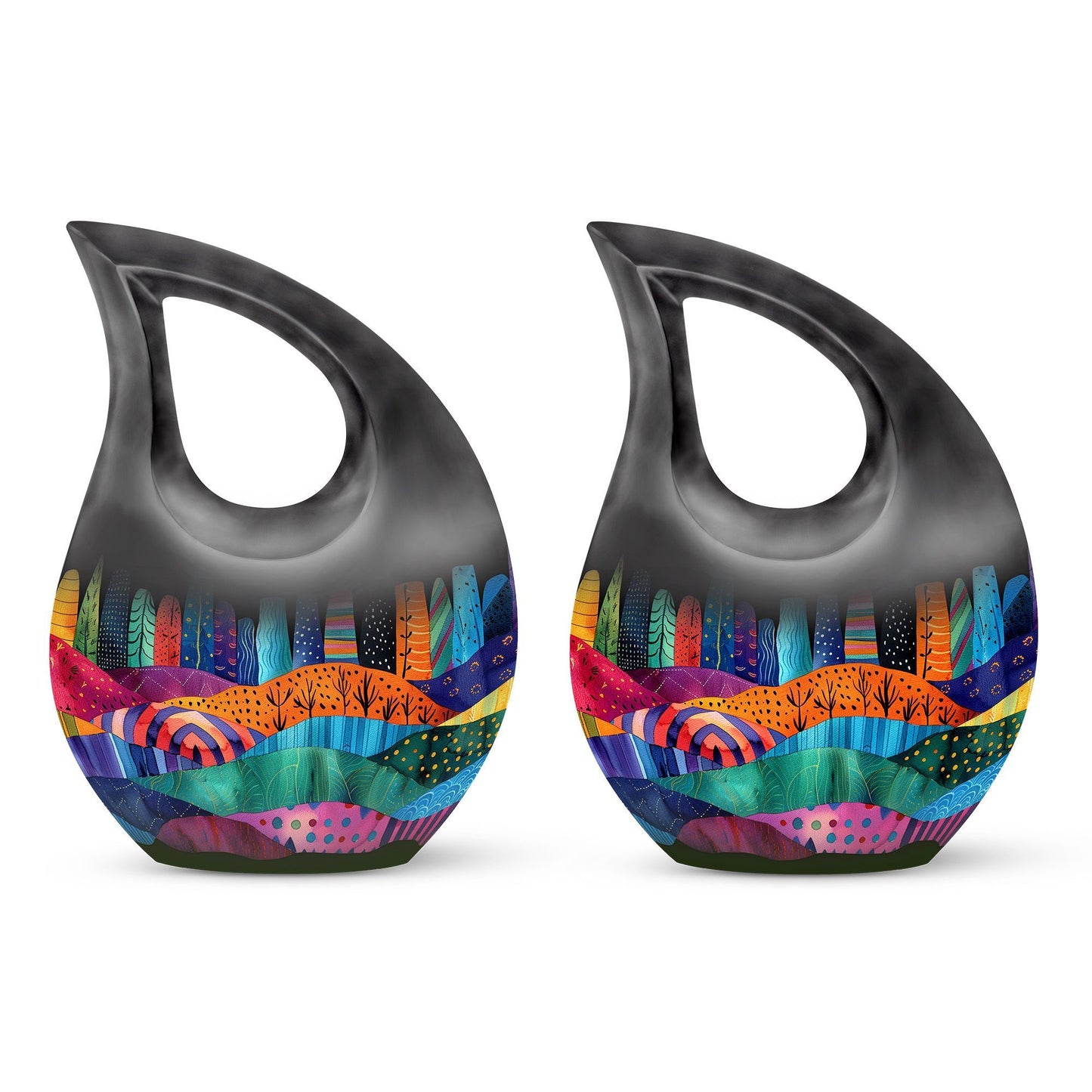 Vibrant Textile Landscape 10 Inch Aluminium Urn