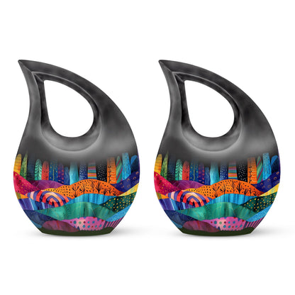 Vibrant Textile Landscape 10 Inch Aluminium Urn