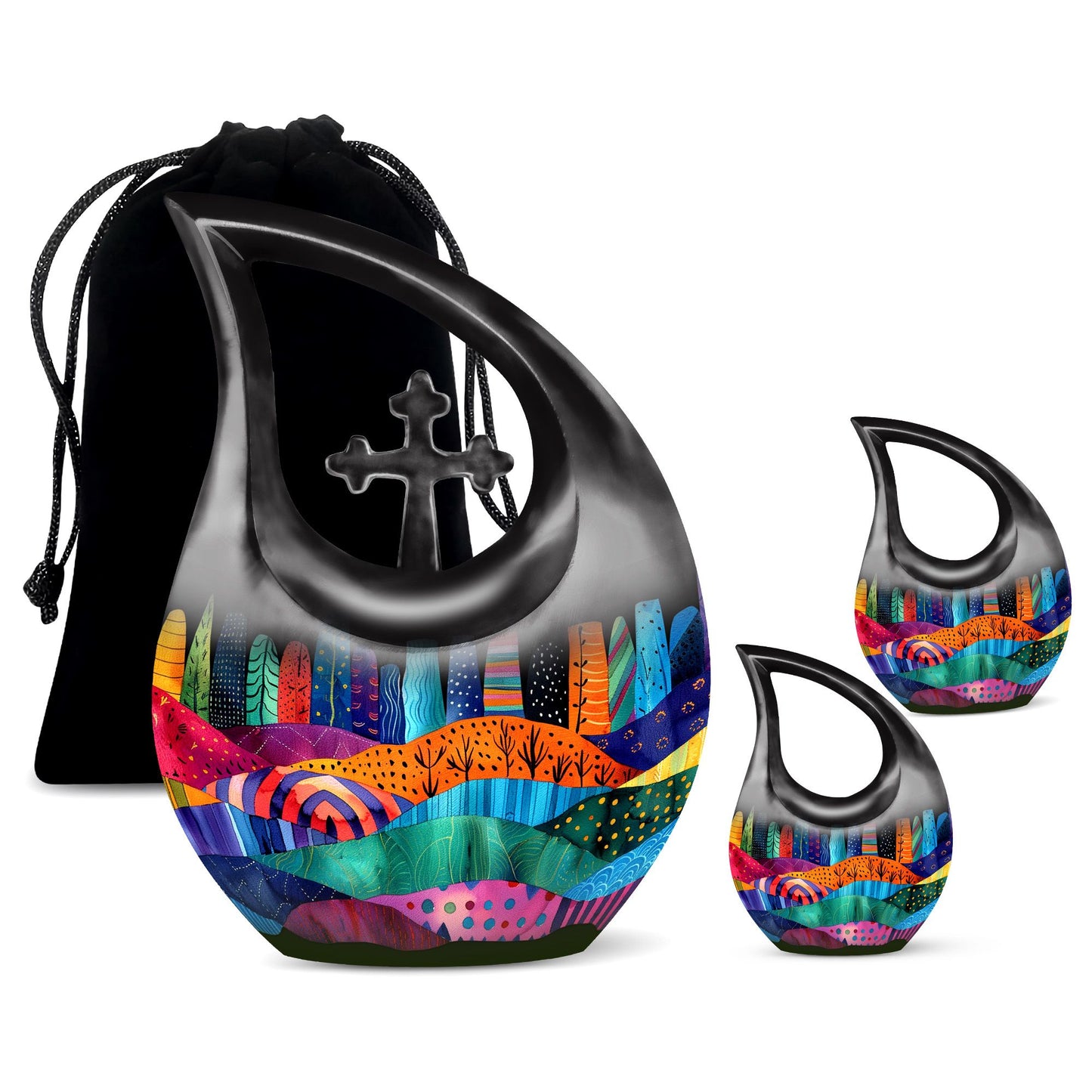 Vibrant Textile Landscape 10 Inch Aluminium Urn