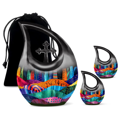 Vibrant Textile Landscape 10 Inch Aluminium Urn