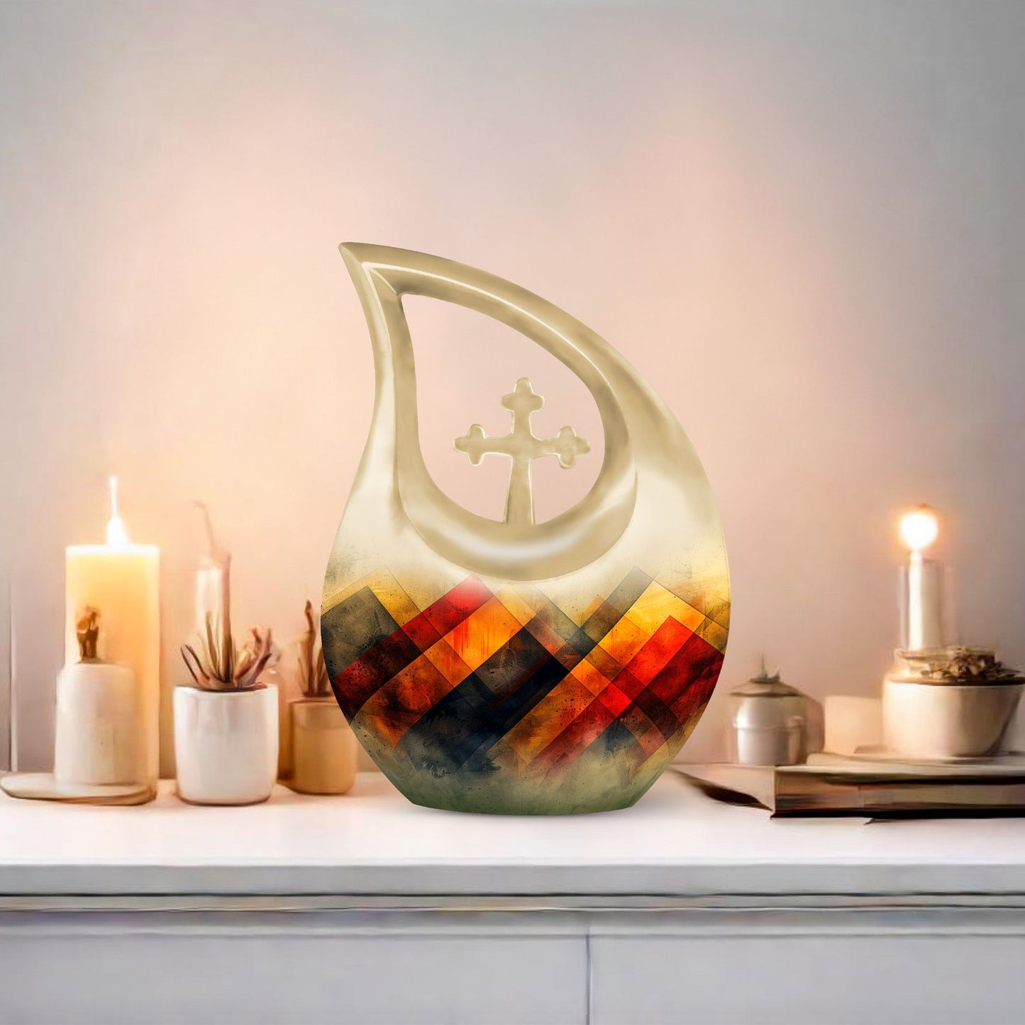 10 inch Rustic Diamond Tapestry Urn