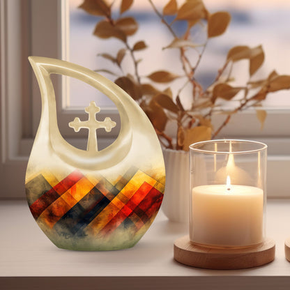 10 inch Rustic Diamond Tapestry Urn