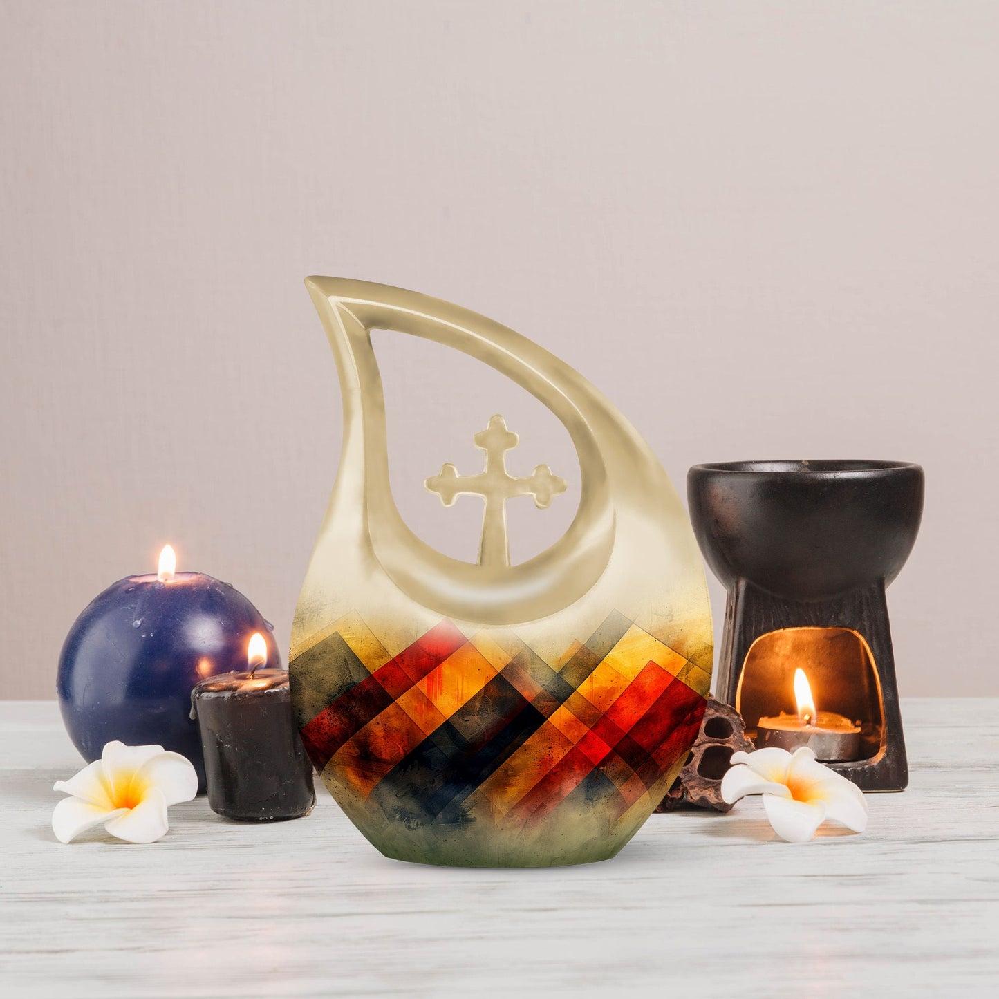 10 inch Rustic Diamond Tapestry Urn