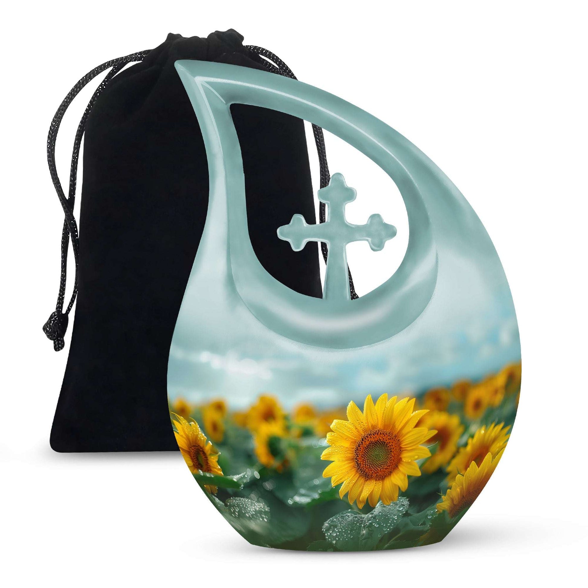Sunflower Large Urns For Human Ashes – Floral Funeral Urns For Women