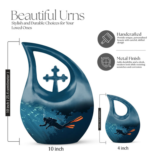 Cross Drop Design Cremation Urn