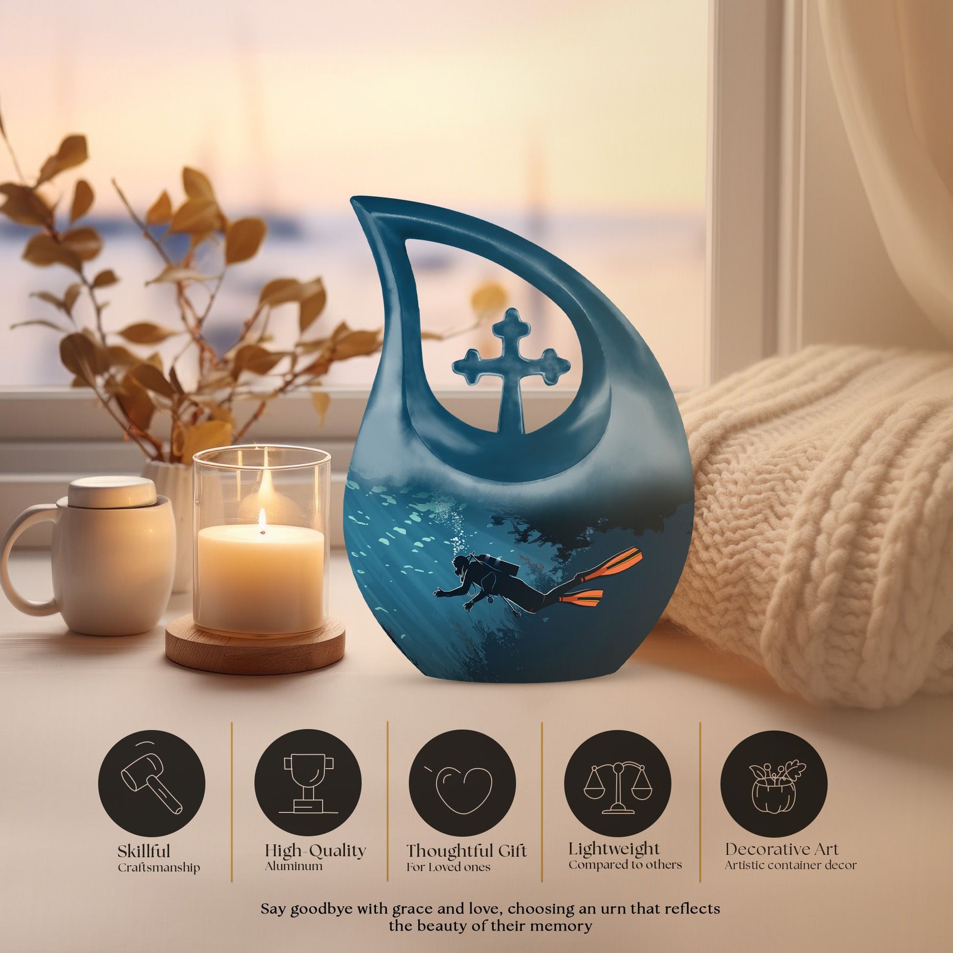 Cross Drop Design Cremation Urn