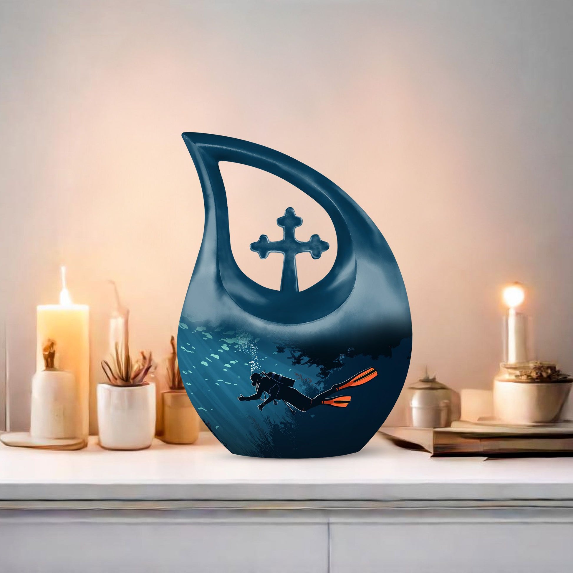 Cross Drop Design Cremation Urn