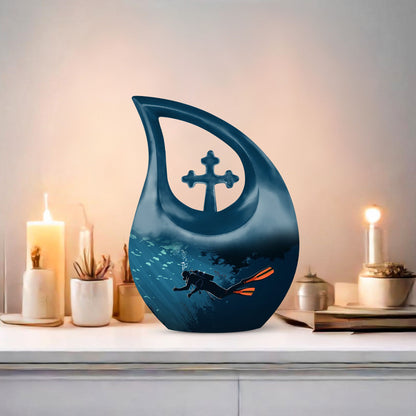 Cross Drop Design Cremation Urn