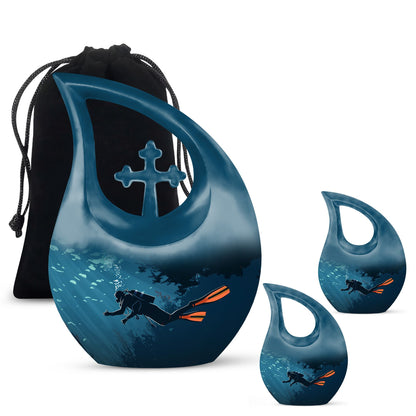 Cross Drop Design Cremation Urn