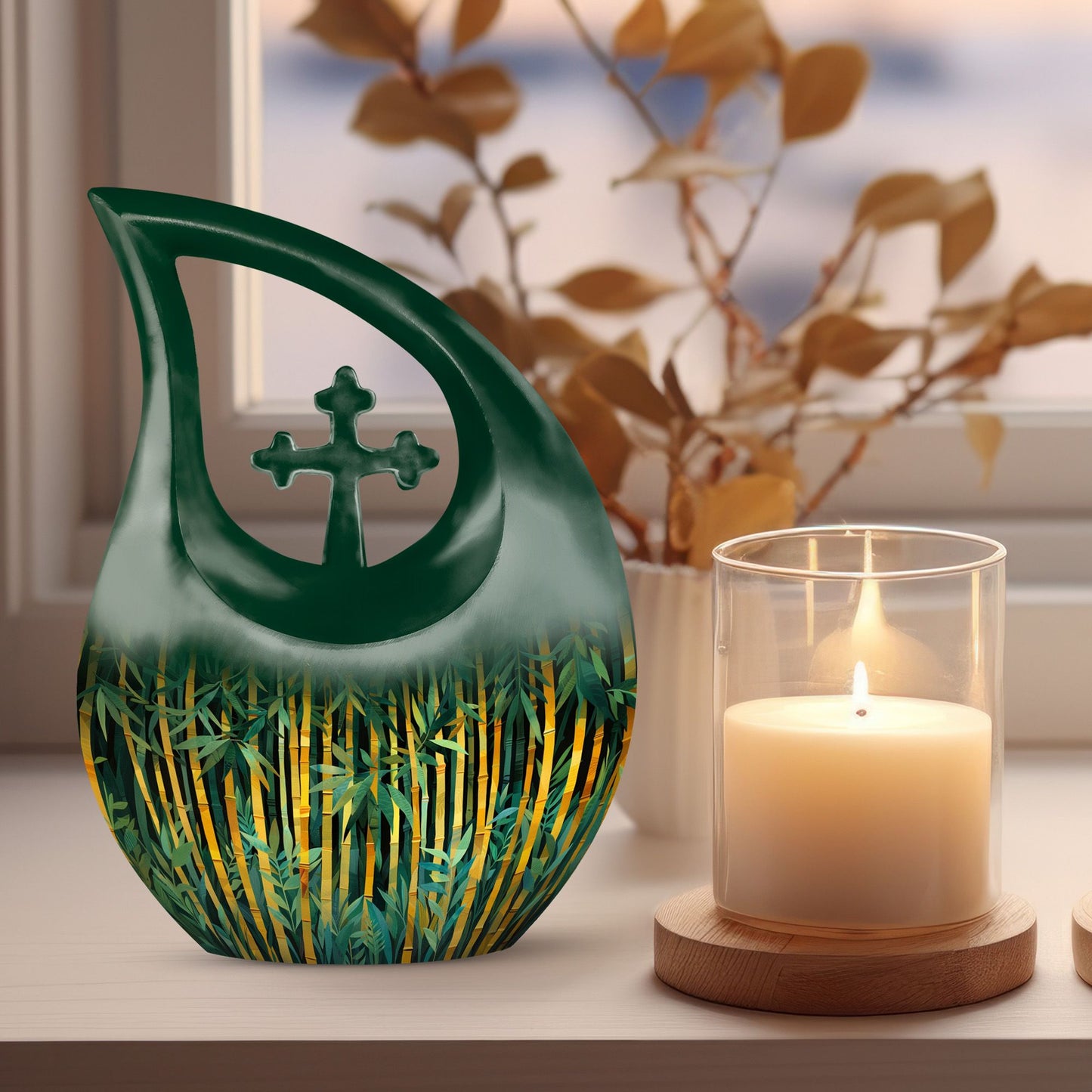Golden Bamboo Forest Urn
