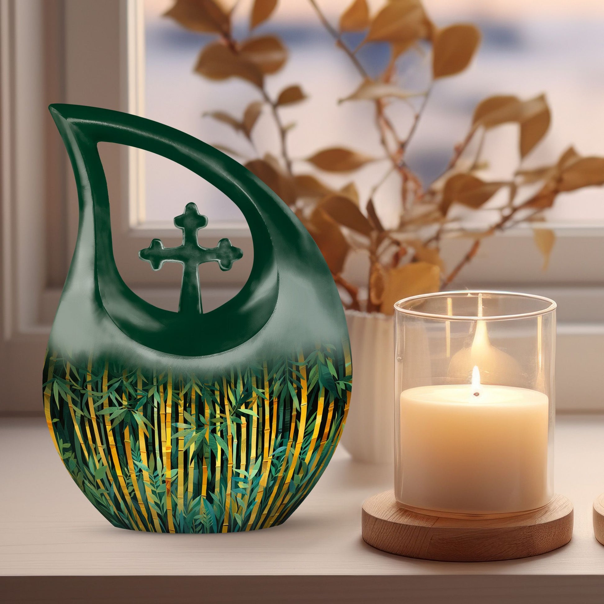 Golden Bamboo Forest Urn