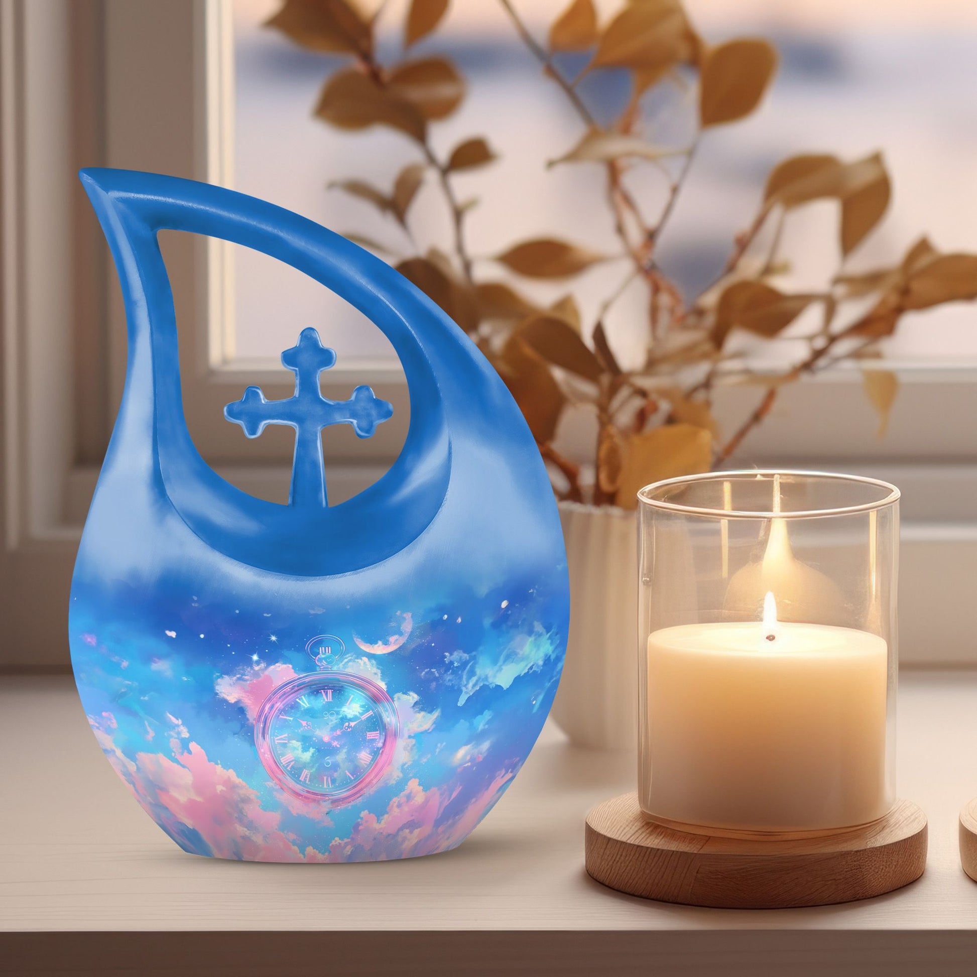 Skyward Clock Whispers Urn