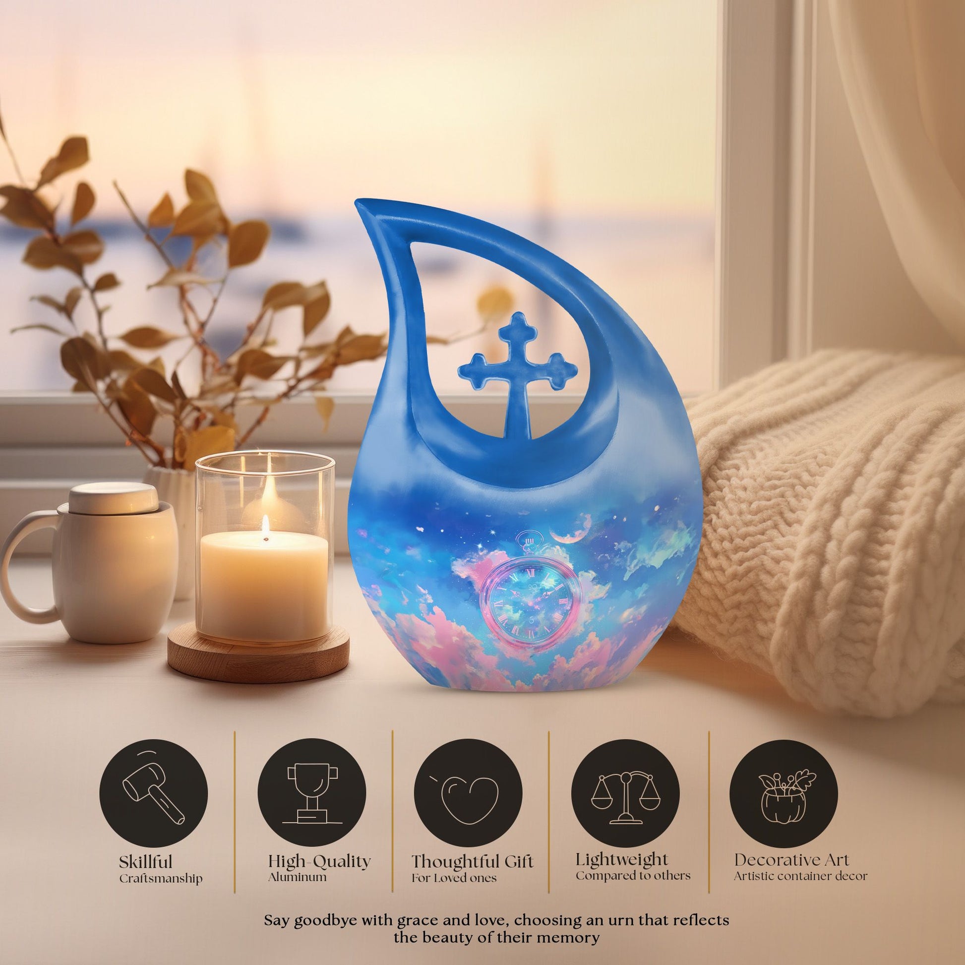 Skyward Clock Whispers Urn