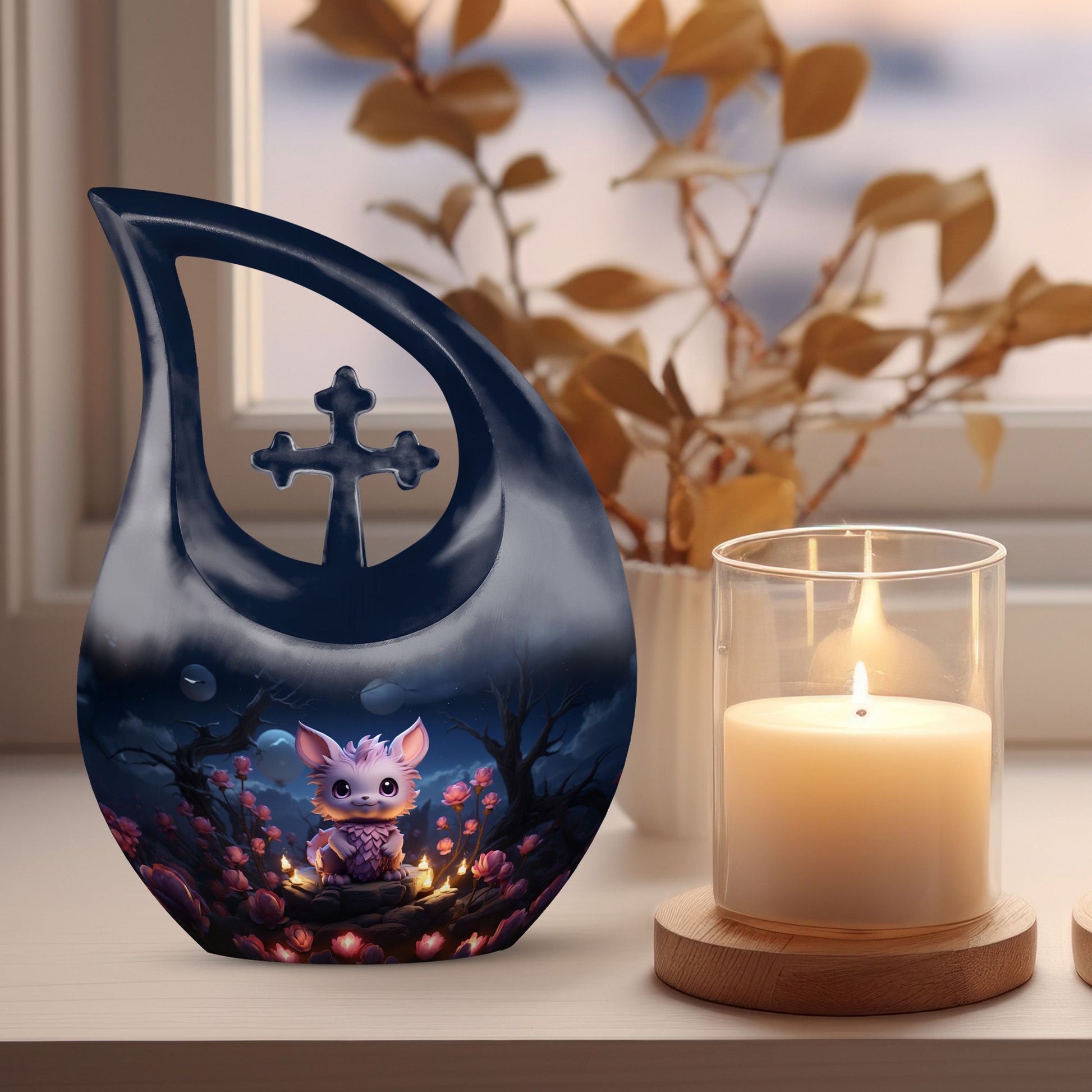 Midnight Blossom Guardian Urn