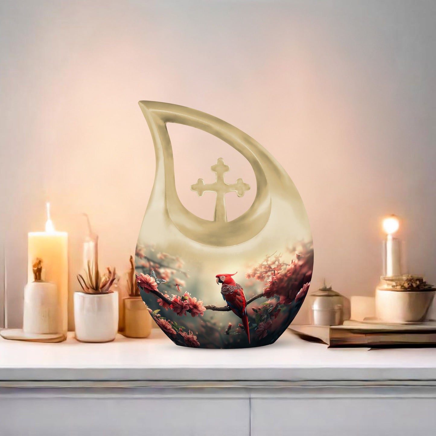 Floral Scarlet Urn