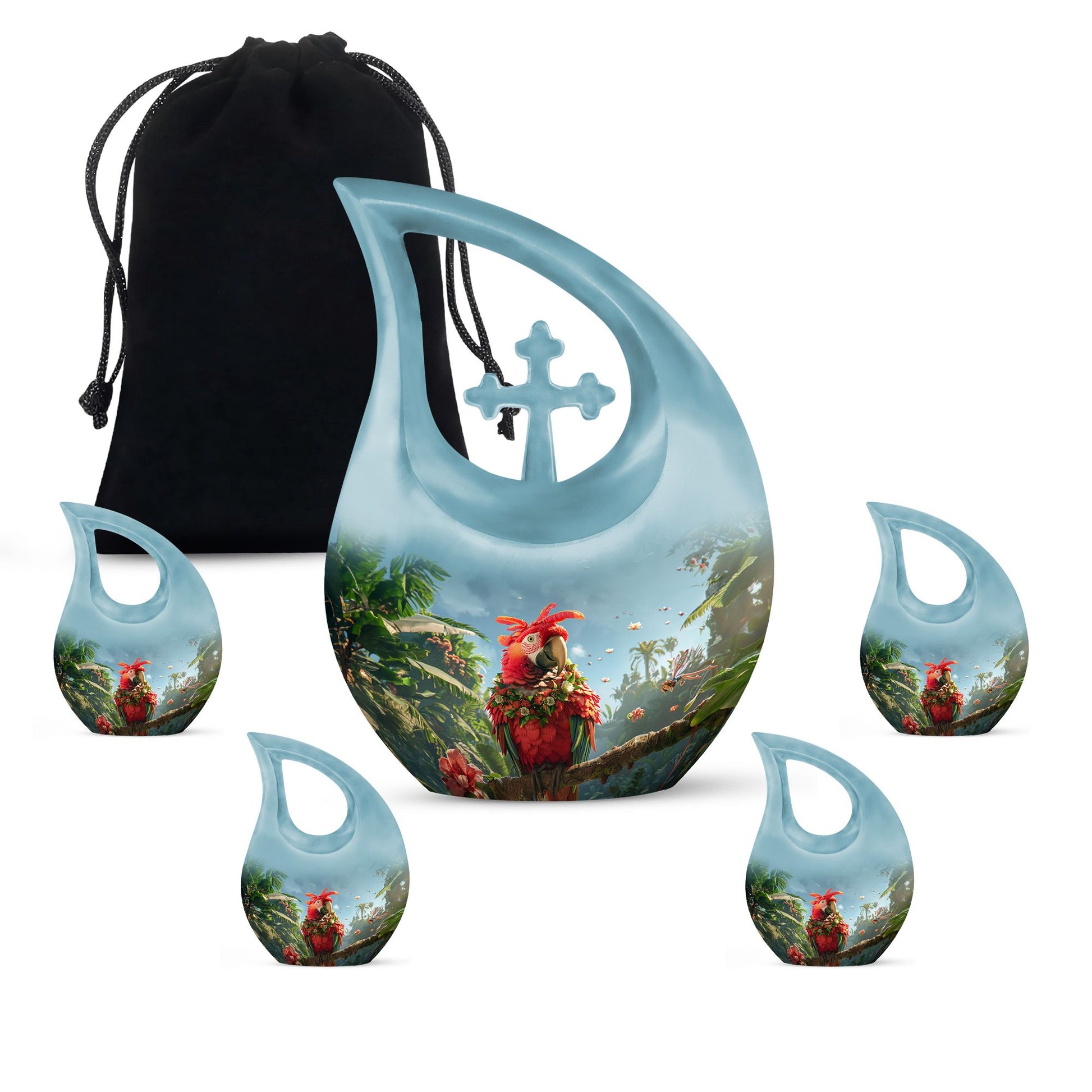 Floral Parrot Haven Memorial Urn