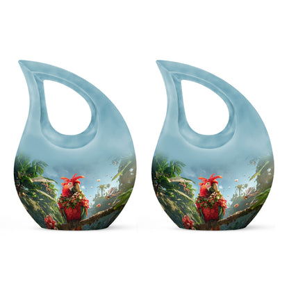 Floral Parrot Haven Memorial Urn