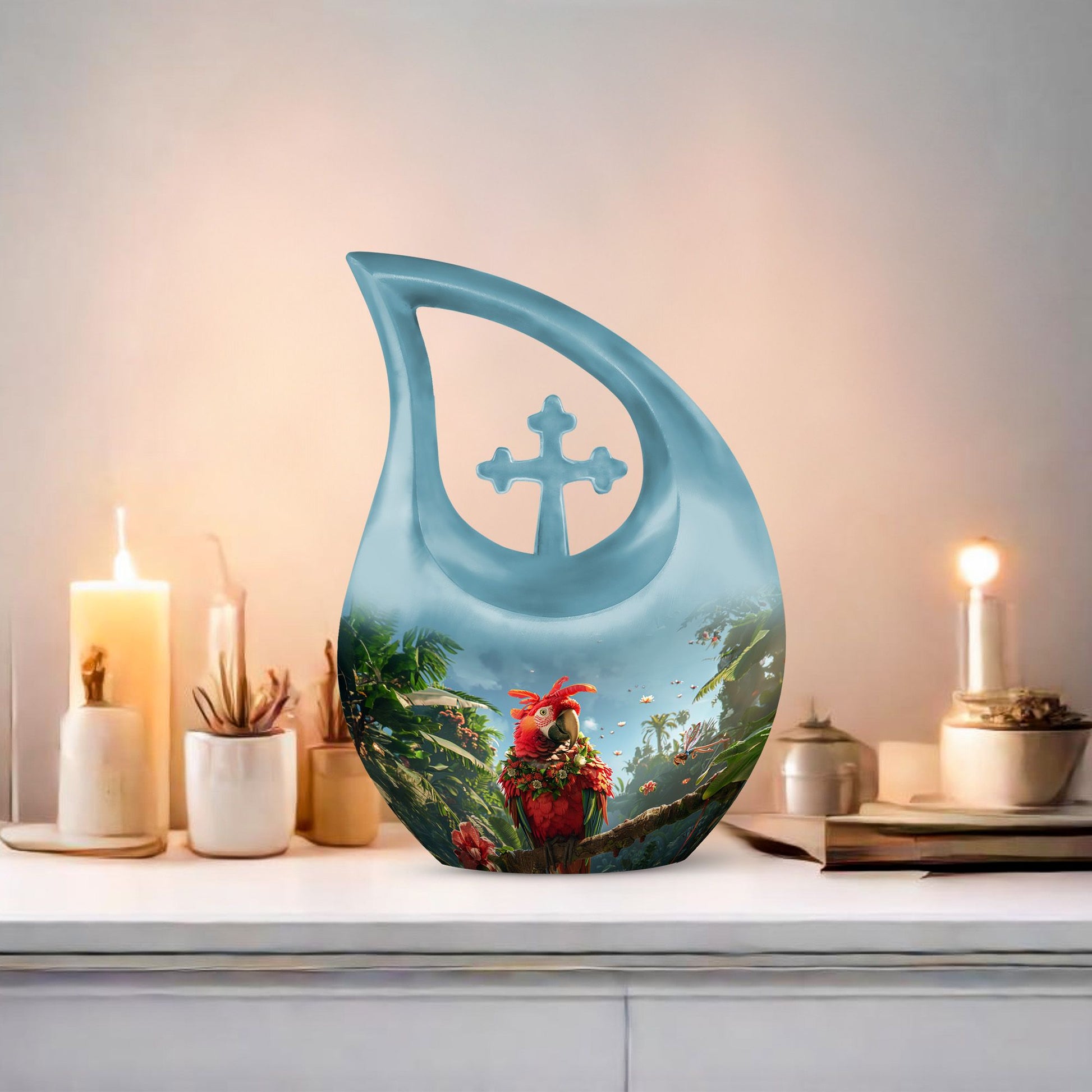 Floral Parrot Haven Memorial Urn