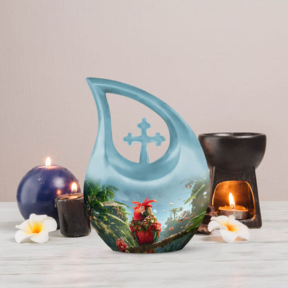 Floral Parrot Haven Memorial Urn