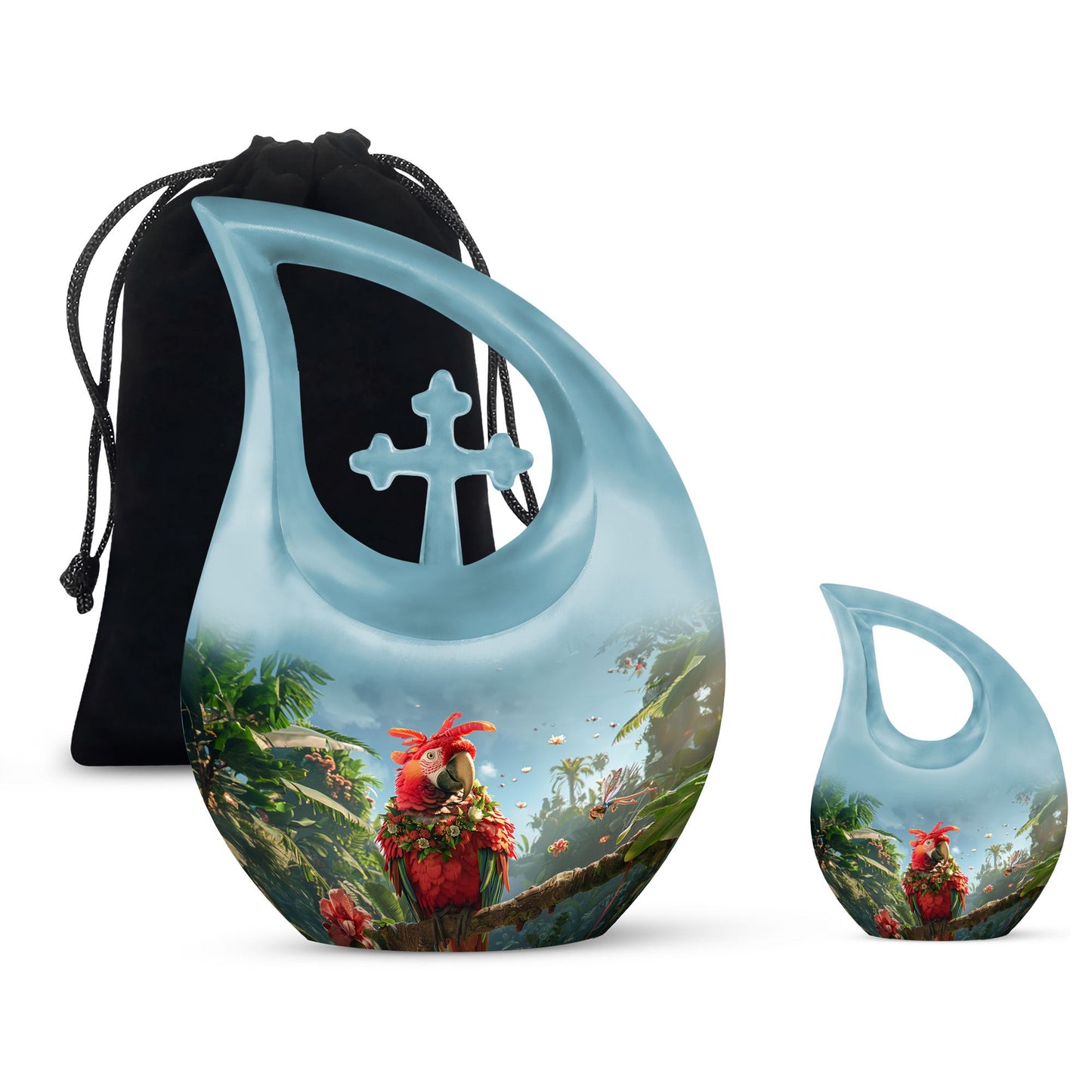 Floral Parrot Haven Memorial Urn