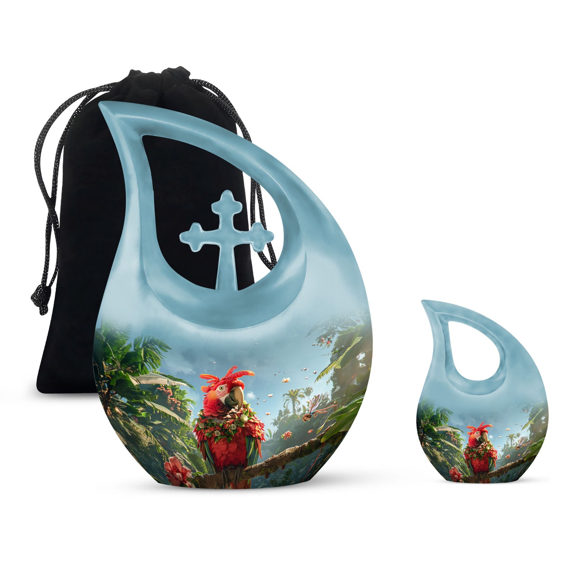 Floral Parrot Haven Memorial Urn