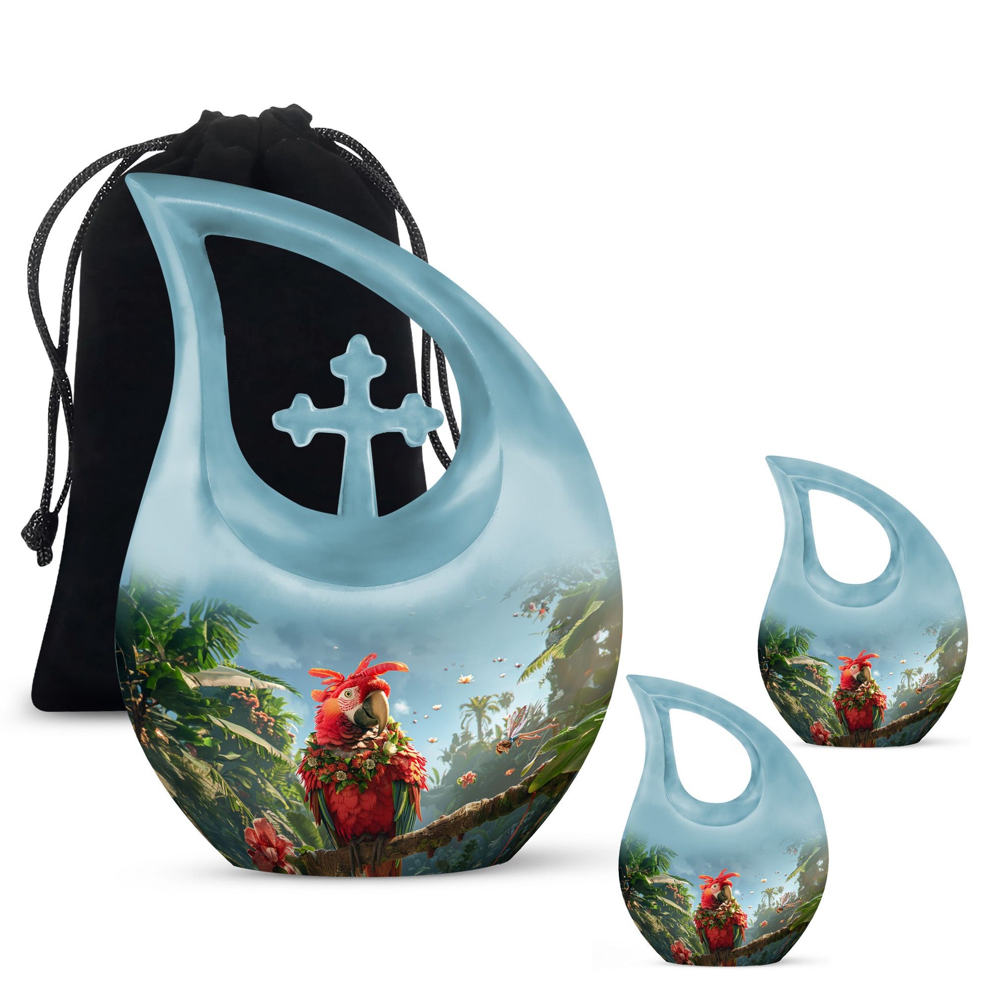 Floral Parrot Haven Memorial Urn