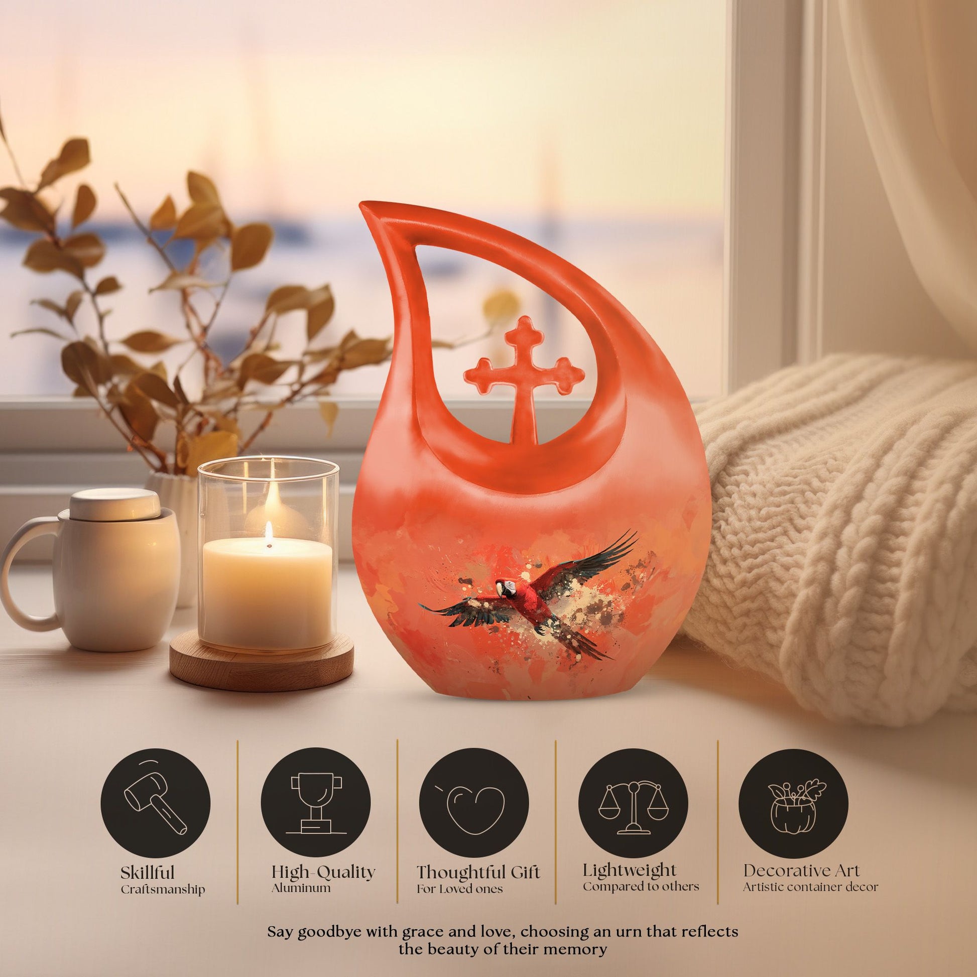 10 Inch Crimson Flight Urn