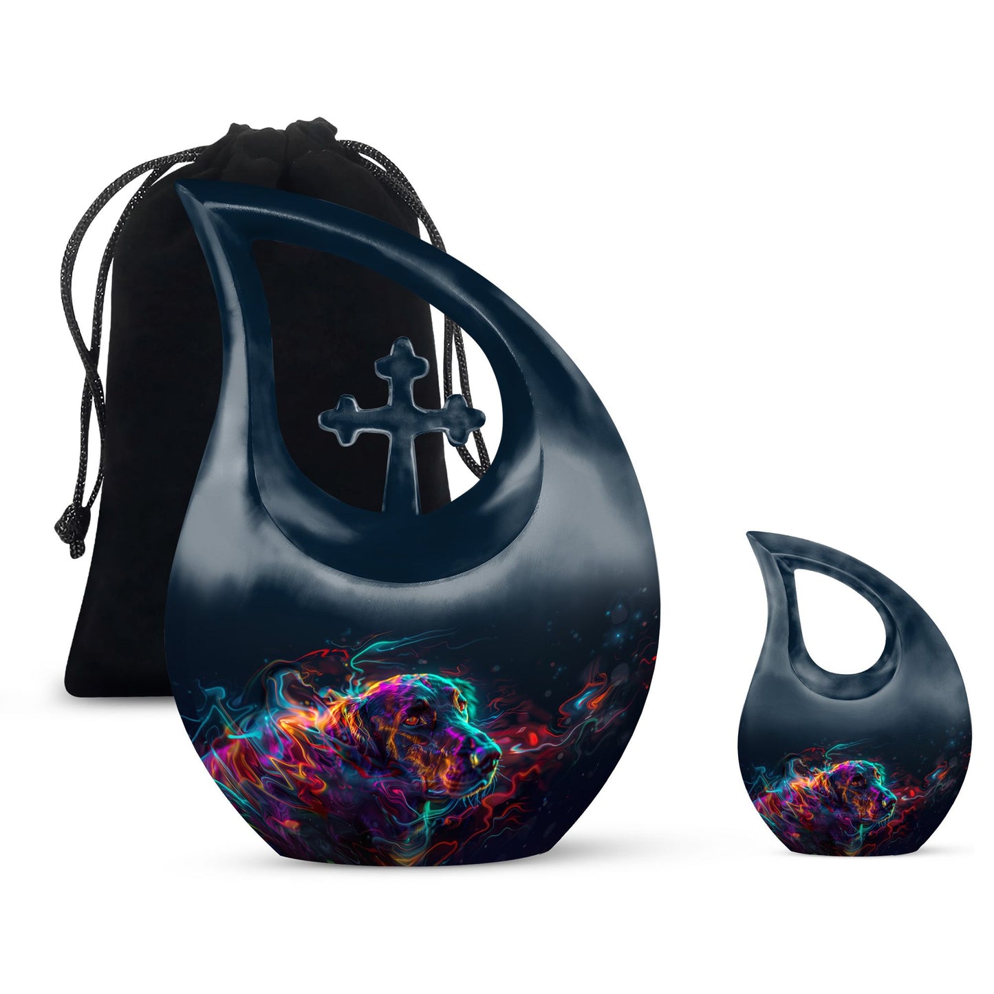 Dog Aura Cross Drop Memorial Urn 