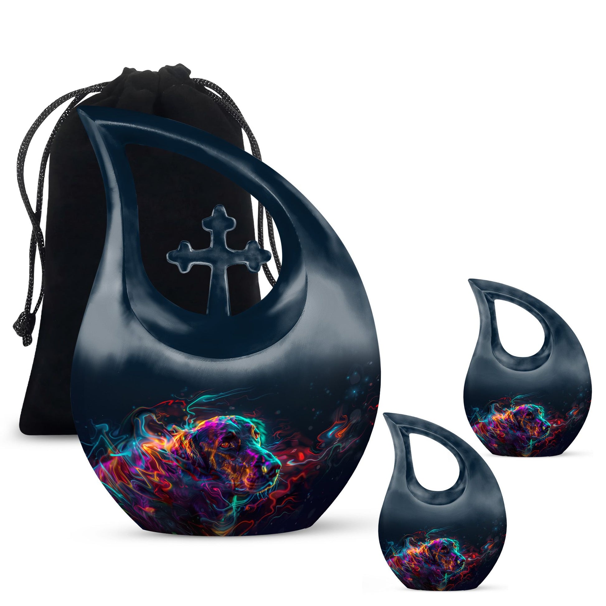 Dog Aura Cross Drop Memorial Urn 