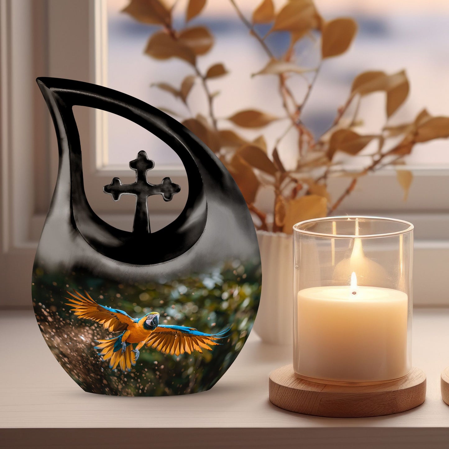 Full size 10-inch Mystic Avian Glow Urn