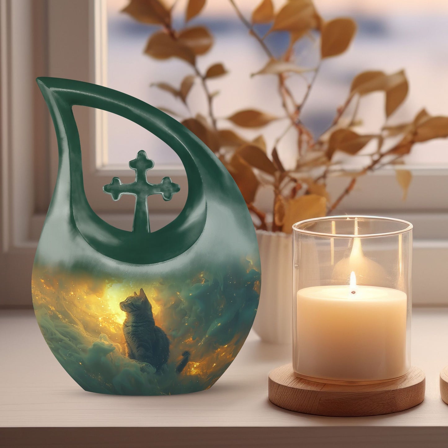 Large Whiskers Amidst Flames Urn