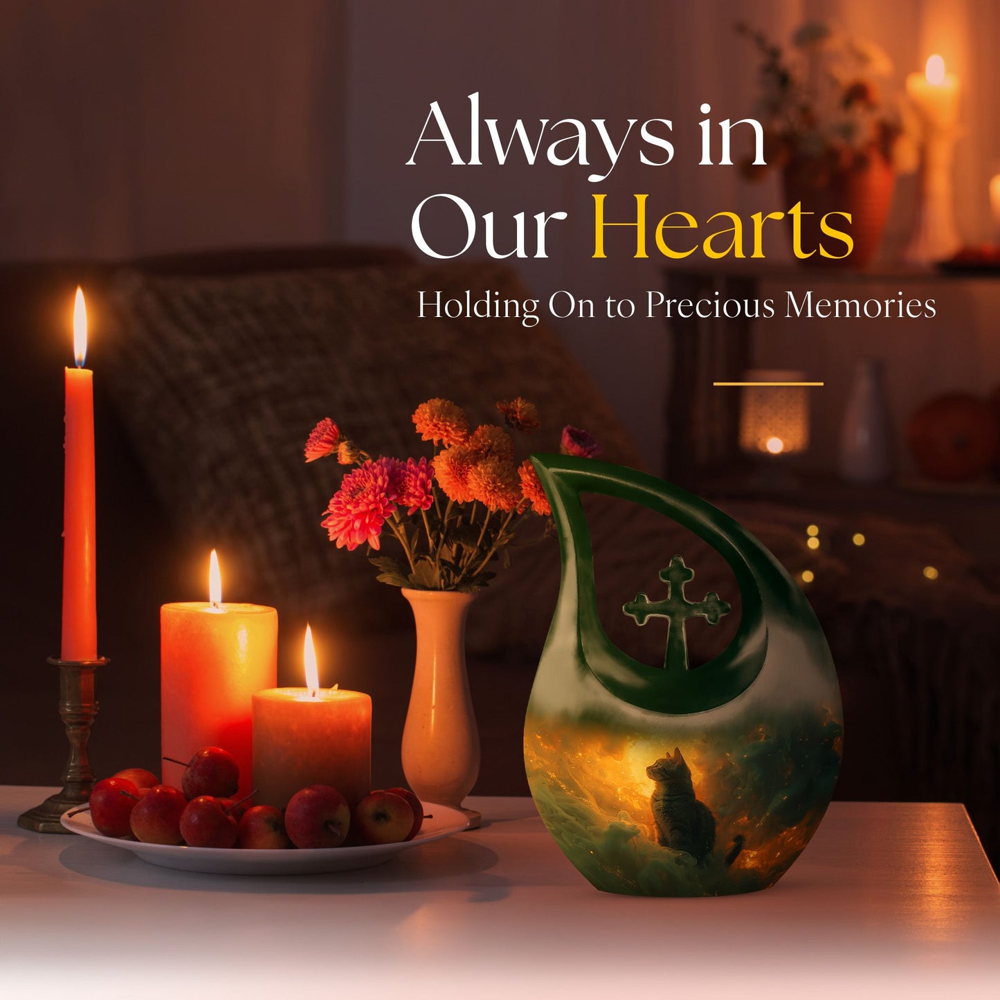 Large Whiskers Amidst Flames Urn