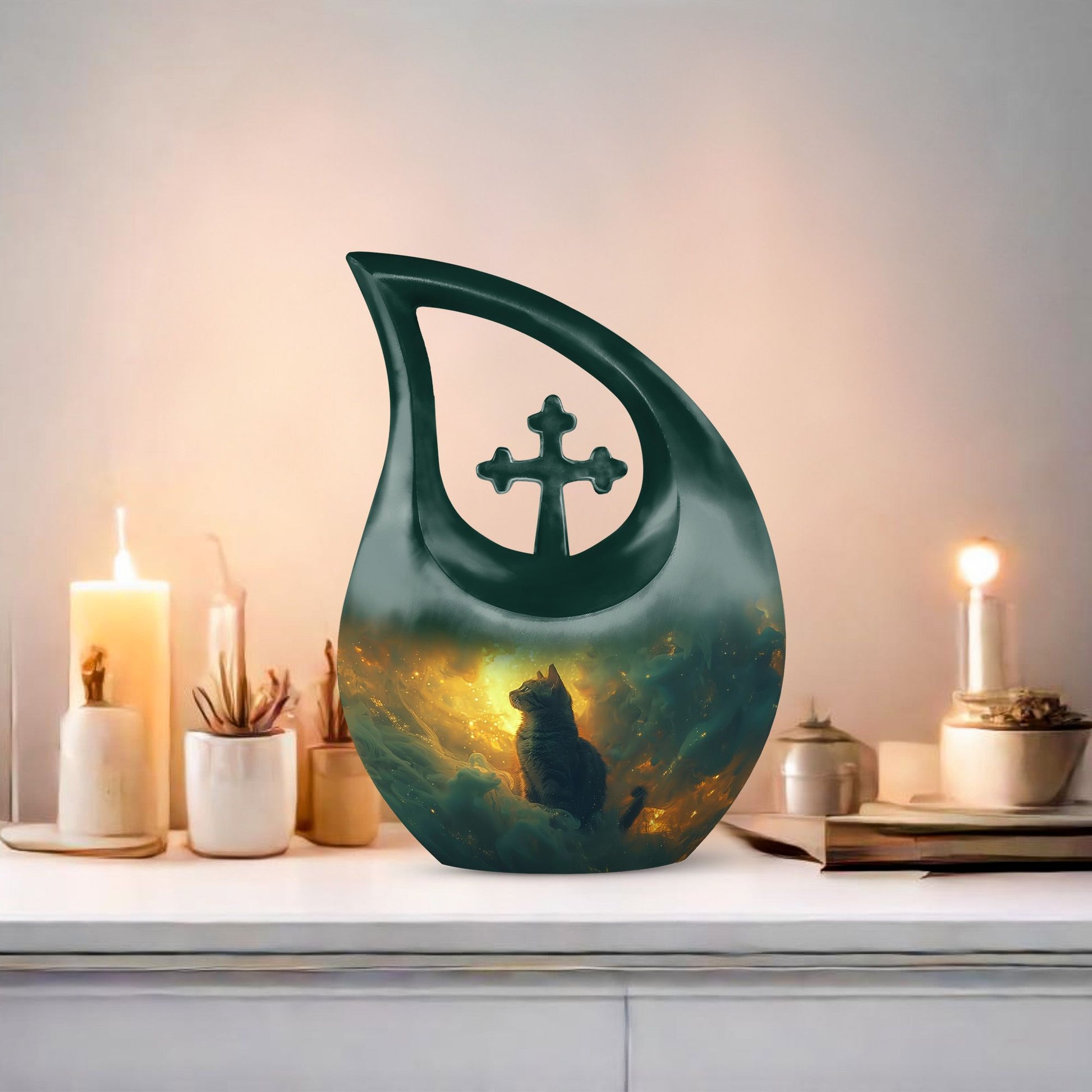 Large Whiskers Amidst Flames Urn