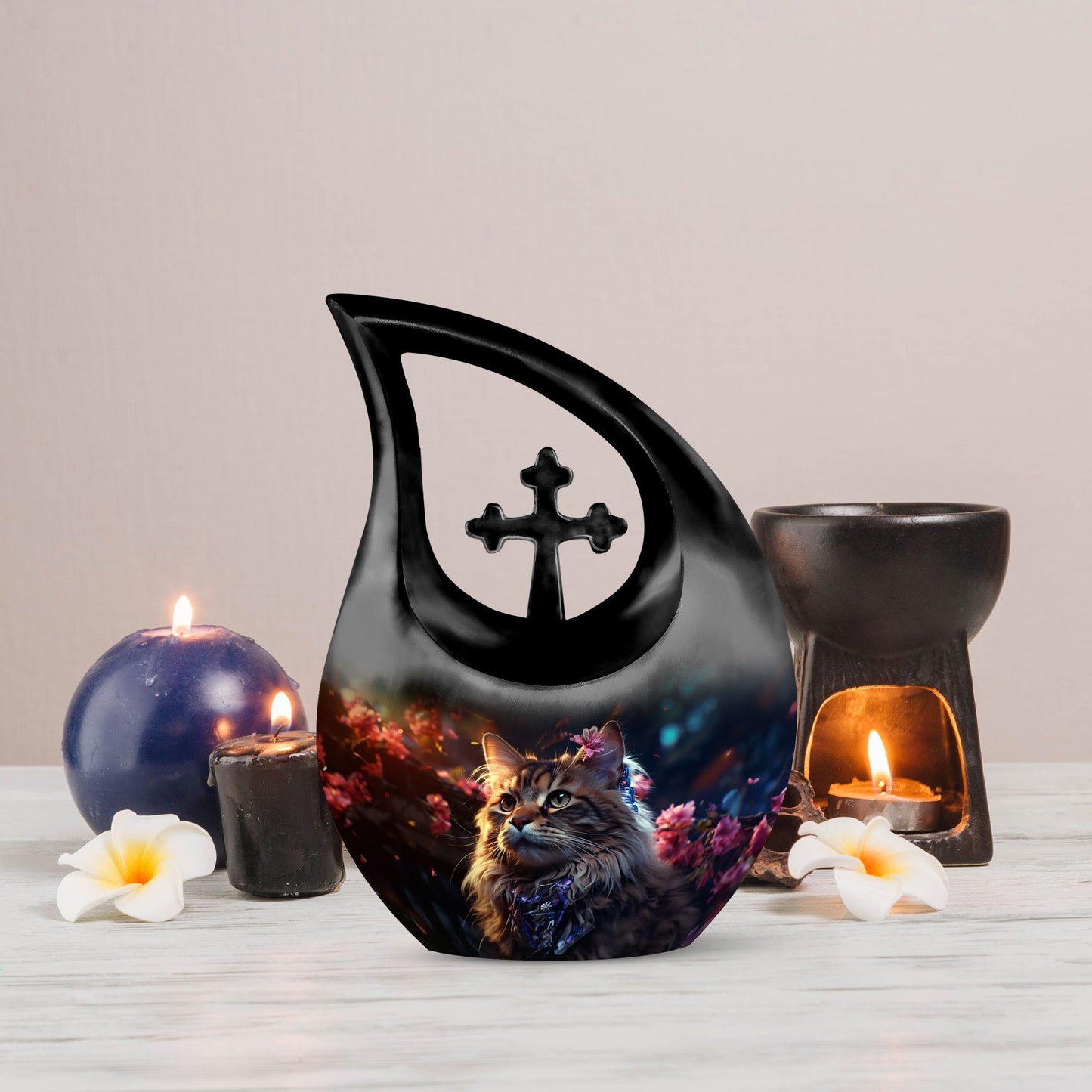 Blossom Adorned Majesty aluminum urn, 